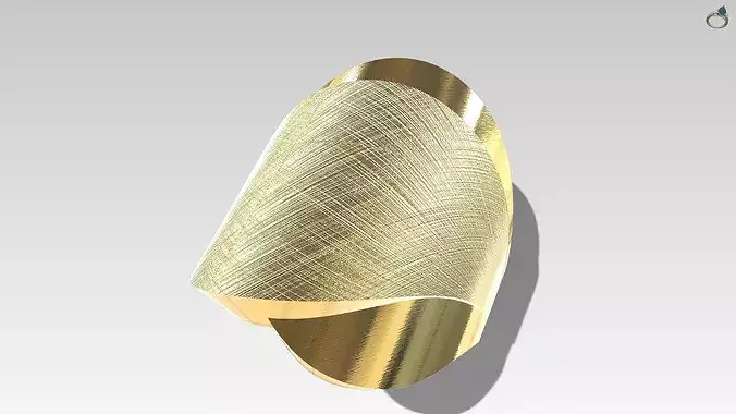Modern Brushed Gold Cocktail Ring Avantgarde Jewelry CAD Model