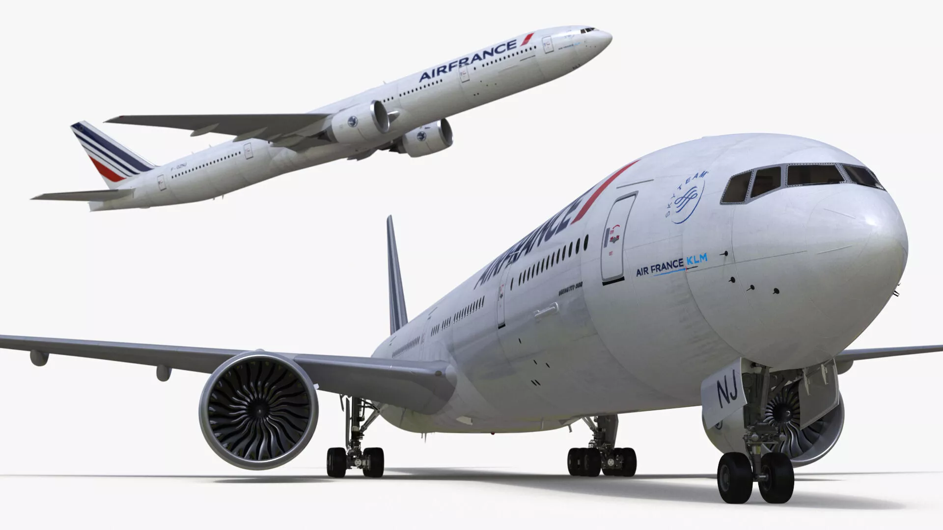 Boeing 777 Air France Rigged for Maya 3D model