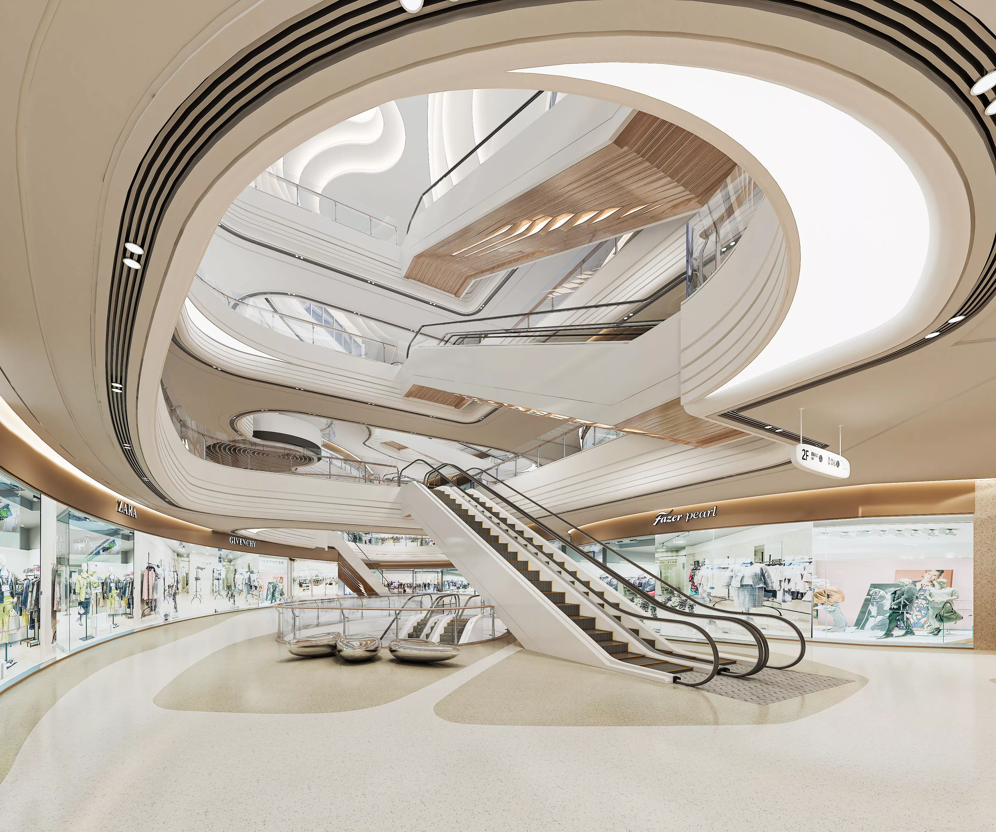 Shopping Mall interior Low-poly 3D model