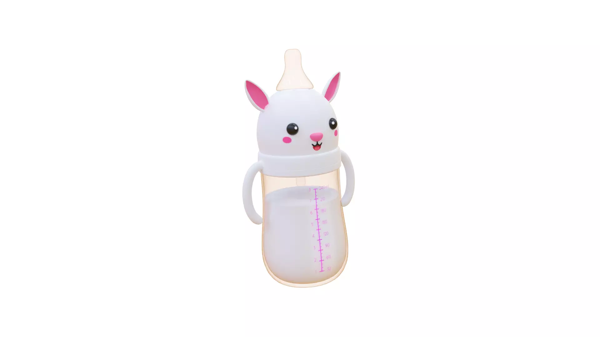 Cute Bunny Baby Bottle Low-poly 3D model