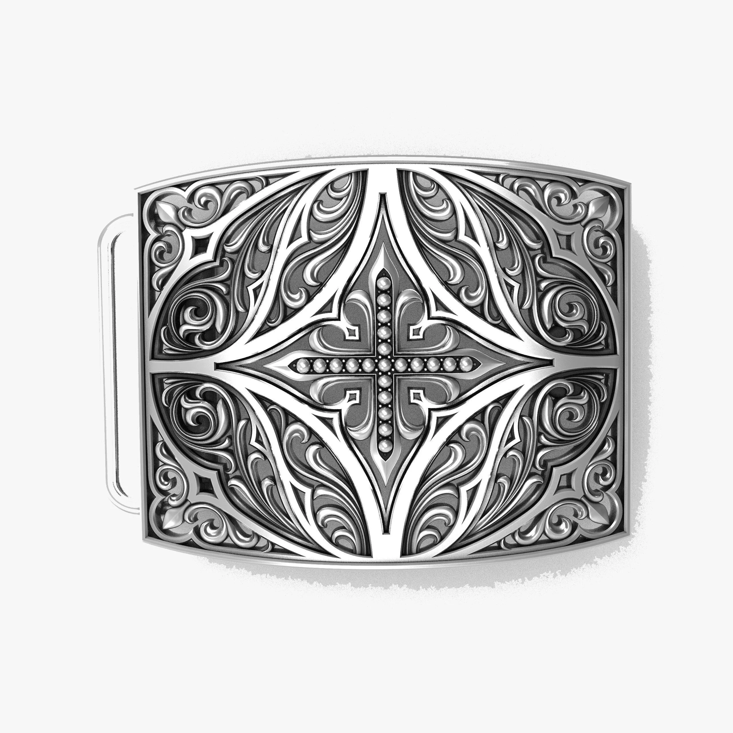 Baroque Gothic Cross Belt Buckle 3D print model
