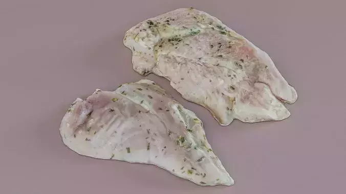 Marinated Raw Chicken Thigh Steaks Photogrammetry Scan Low-poly 3D model