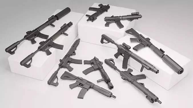 Stylized AR15 -10 Variations Game Ready