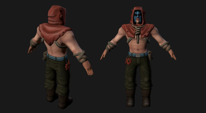 Low poly character Warchar Low-poly 3D model