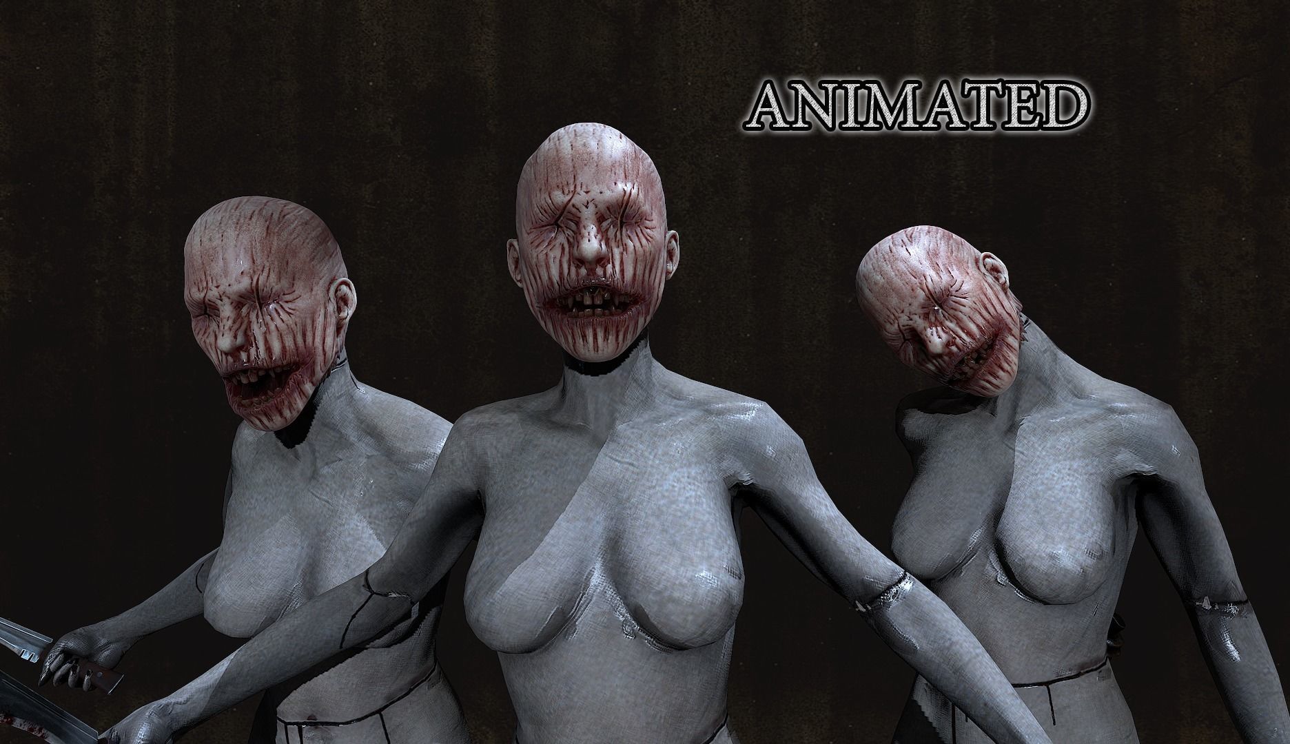HORROR mannequin Animated Low-poly 3D model_0