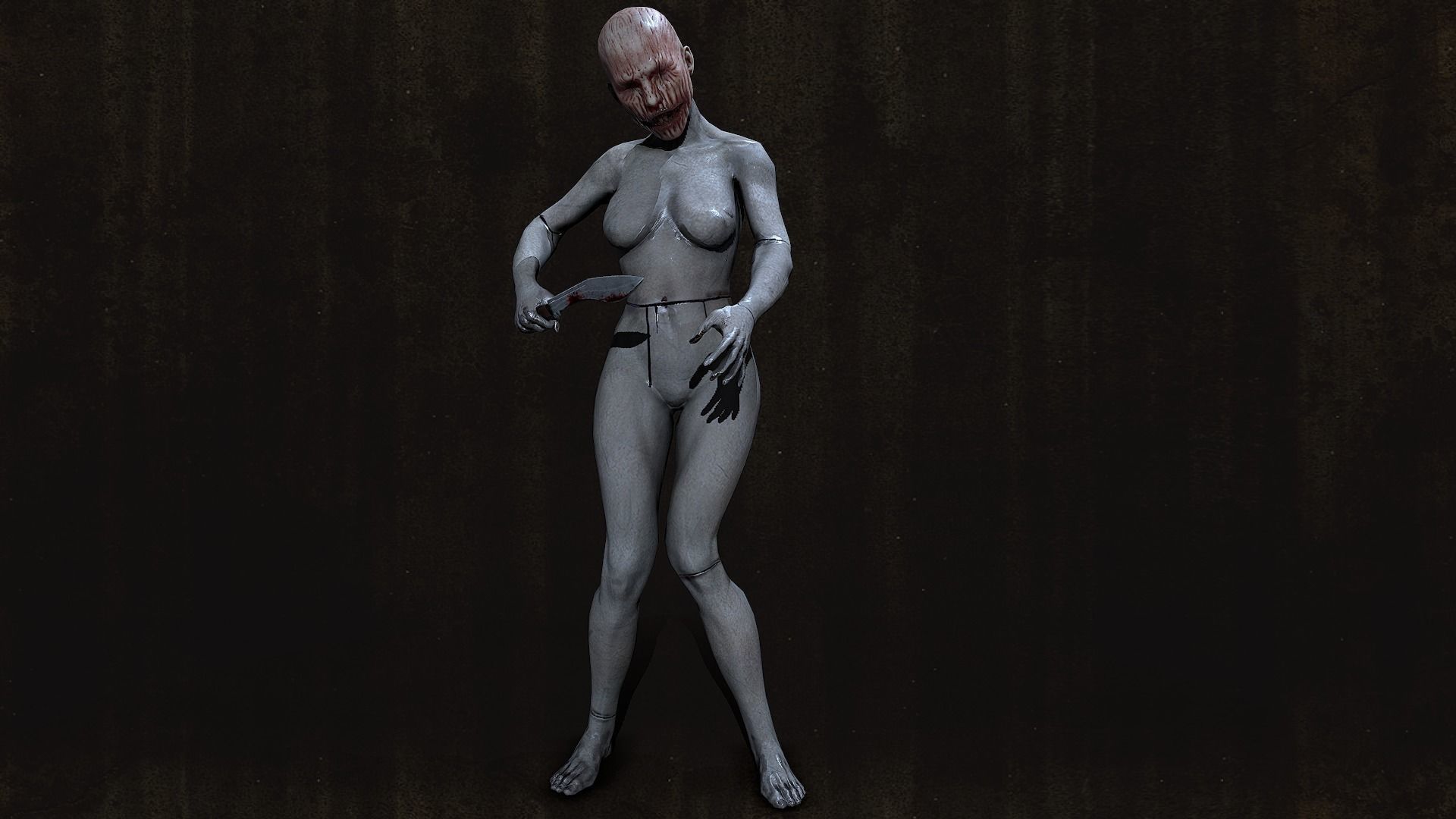 HORROR mannequin Animated Low-poly 3D model_9