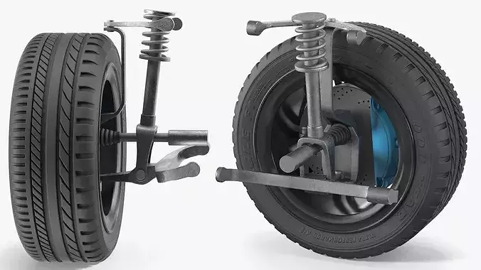 Front Car Wheel with Suspension 3D model 5