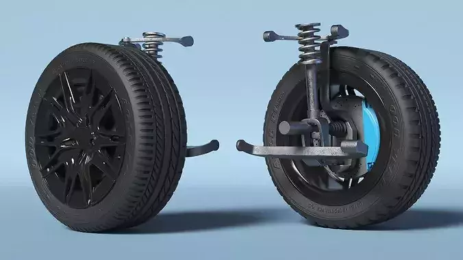 Front Car Wheel with Suspension 3D model 4