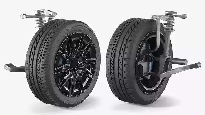 Front Car Wheel with Suspension 3D model 6