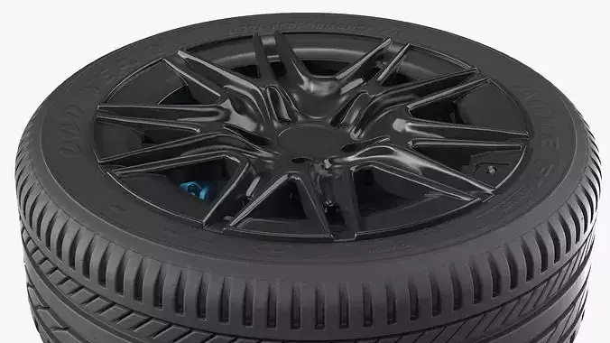 Front Car Wheel with Suspension 3D model 7