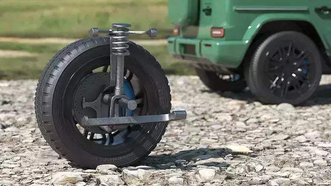 Front Car Wheel with Suspension 3D model 3