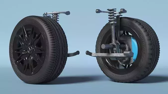 Mercedes Car Wheel Rim with Suspension 3D model 5