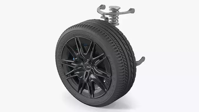 Mercedes Car Wheel Rim with Suspension 3D model 2