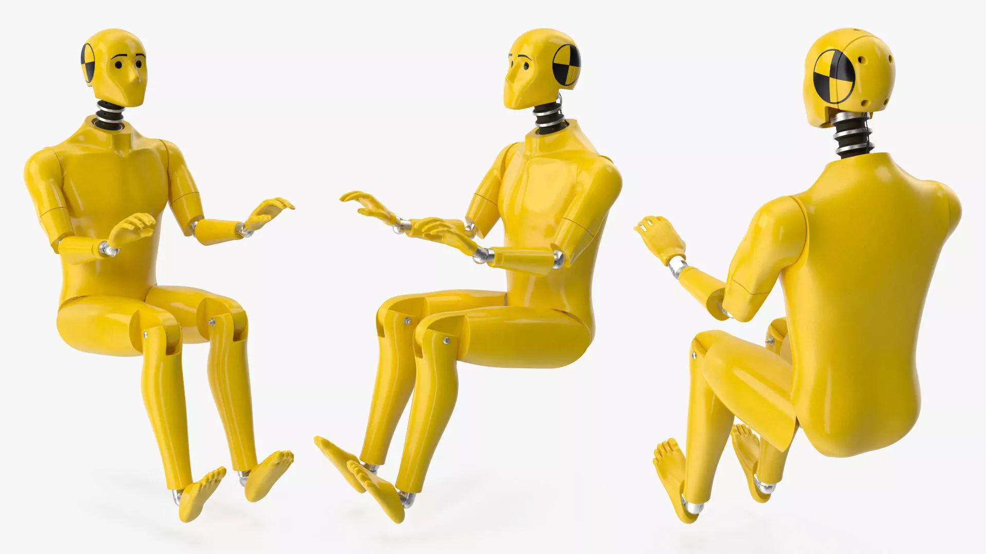 Yellow Crash Test Dummy Rigged 3D model