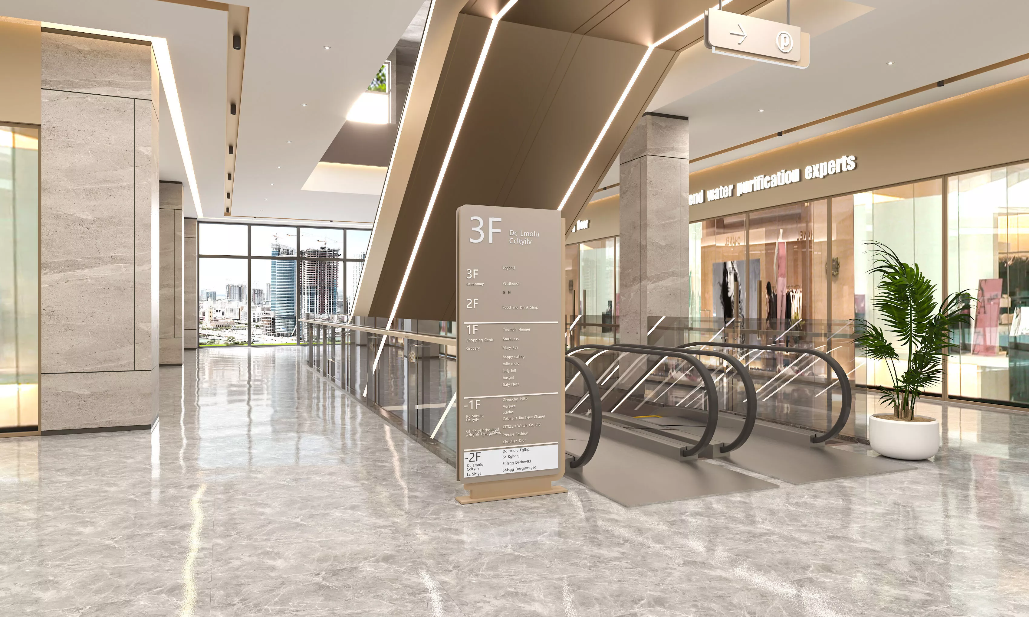 Shopping Mall interior Low-poly 3D model