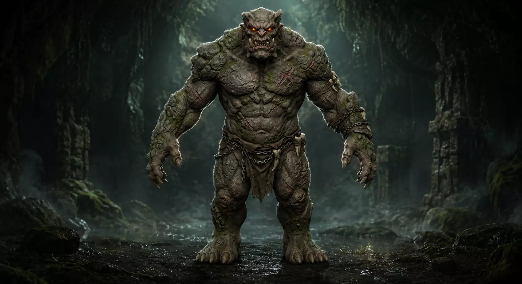 Mossback Brute Rigged Dark Fantasy Ogre Troll 3D model