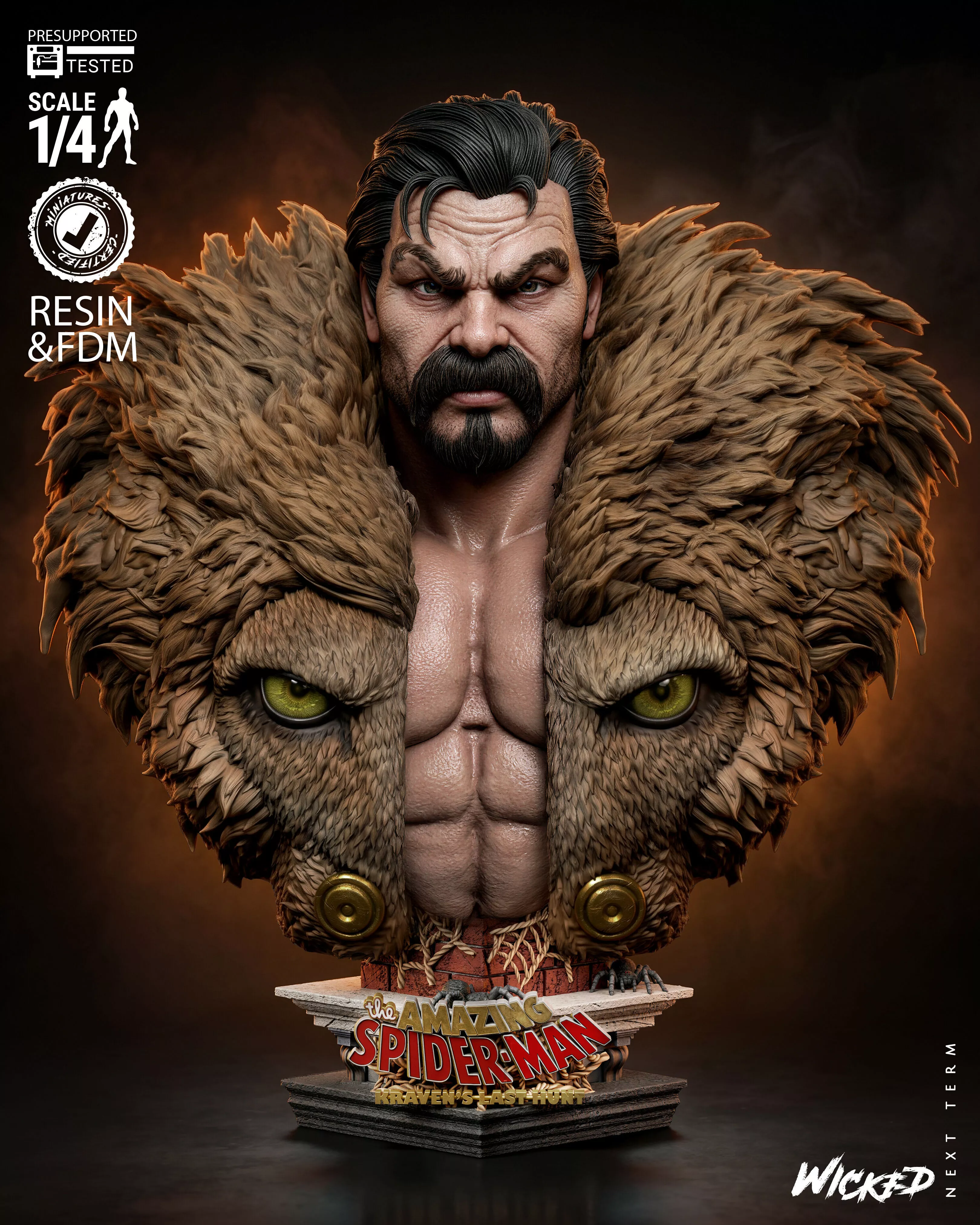 Wicked Marvel Kraven Bust 3D print model