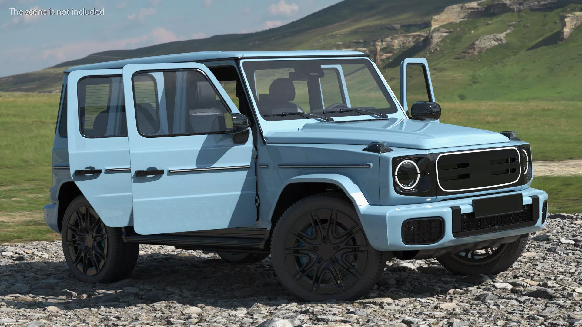 Blue Luxury Electric Off Road SUV Rigged 3D model