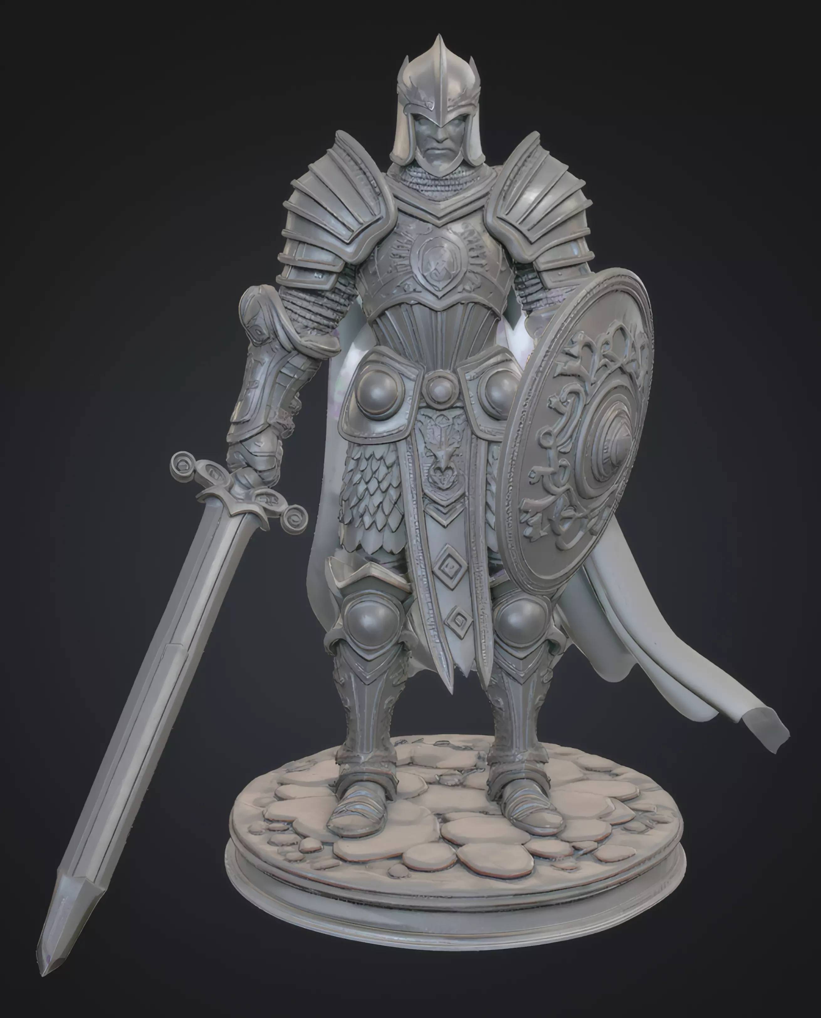 Iron Paladin Knight Miniature - STL and OBJ 3D Model 3D print model