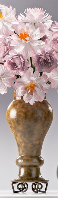 Decorative Set vase with flowers and cup 3D model_3