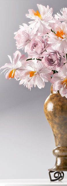 Decorative Set vase with flowers and cup 3D model_4