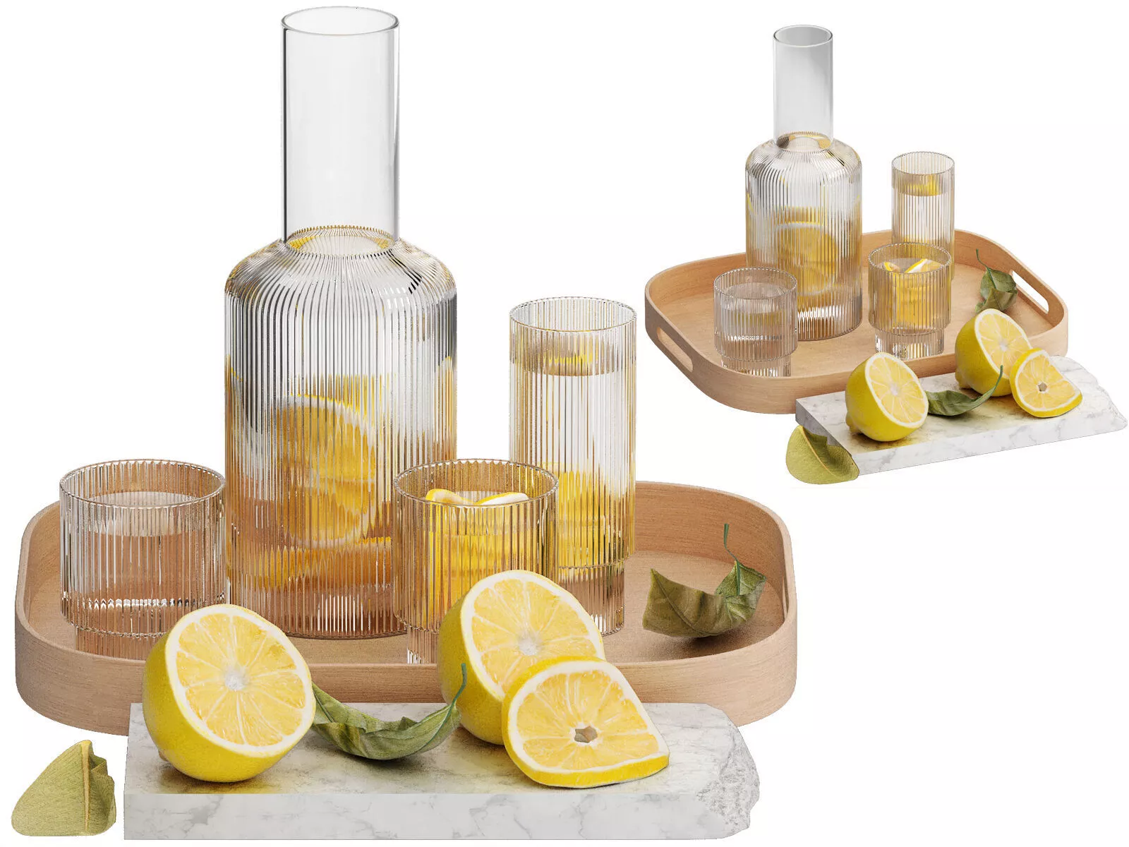kitchen decor food set of water and limon 3D model
