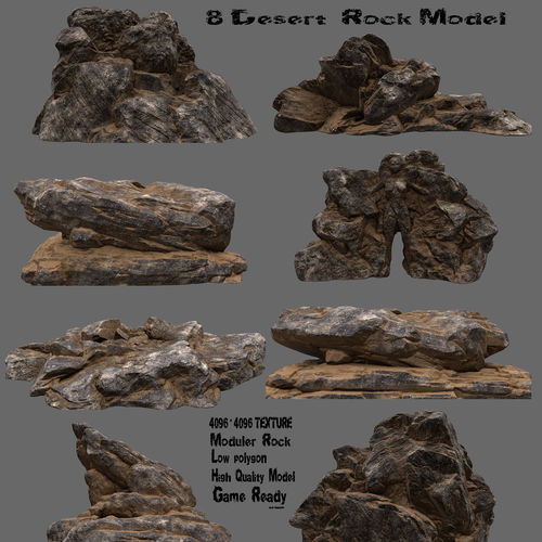 Desert  Rocks 02 Low-poly 3D model