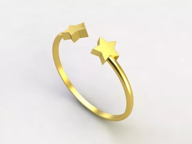 Dainty Ring Double Star MinimalRing 3D print model