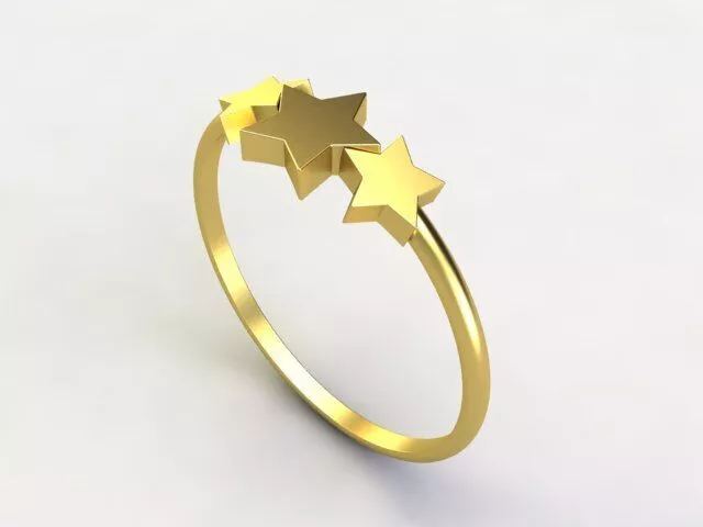 Dainty Ring Triple Star Minimalist Band 3D print model
