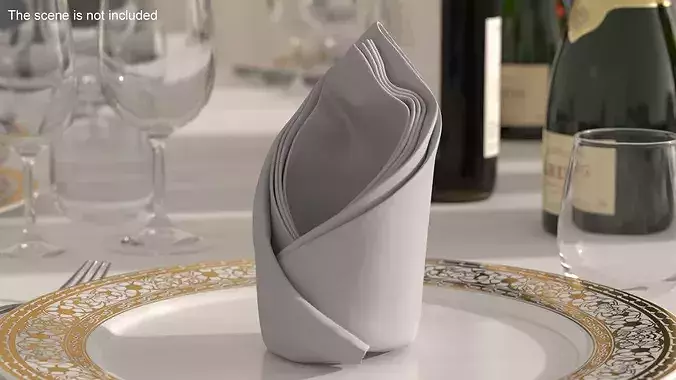 Luxury Folded Napkin Decoration White 3D model 3