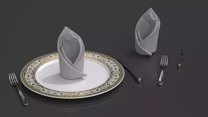 Luxury Folded Napkin Decoration White 3D model 4