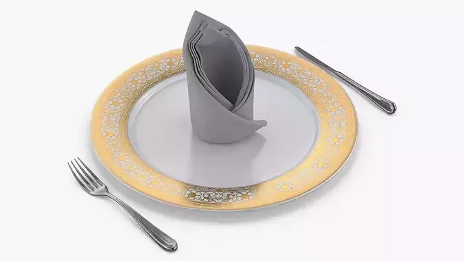 Luxury Folded Napkin Decoration White 3D model