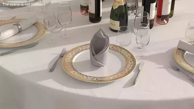 Luxury Folded Napkin Decoration White 3D model 2