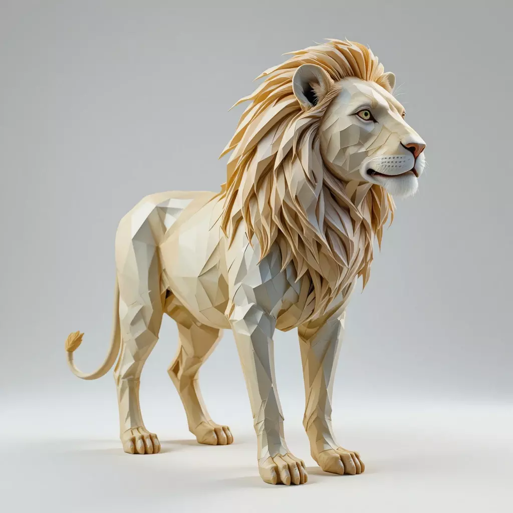 Geometric Lion 3D Model - Low Poly Animal Asset 3D print model