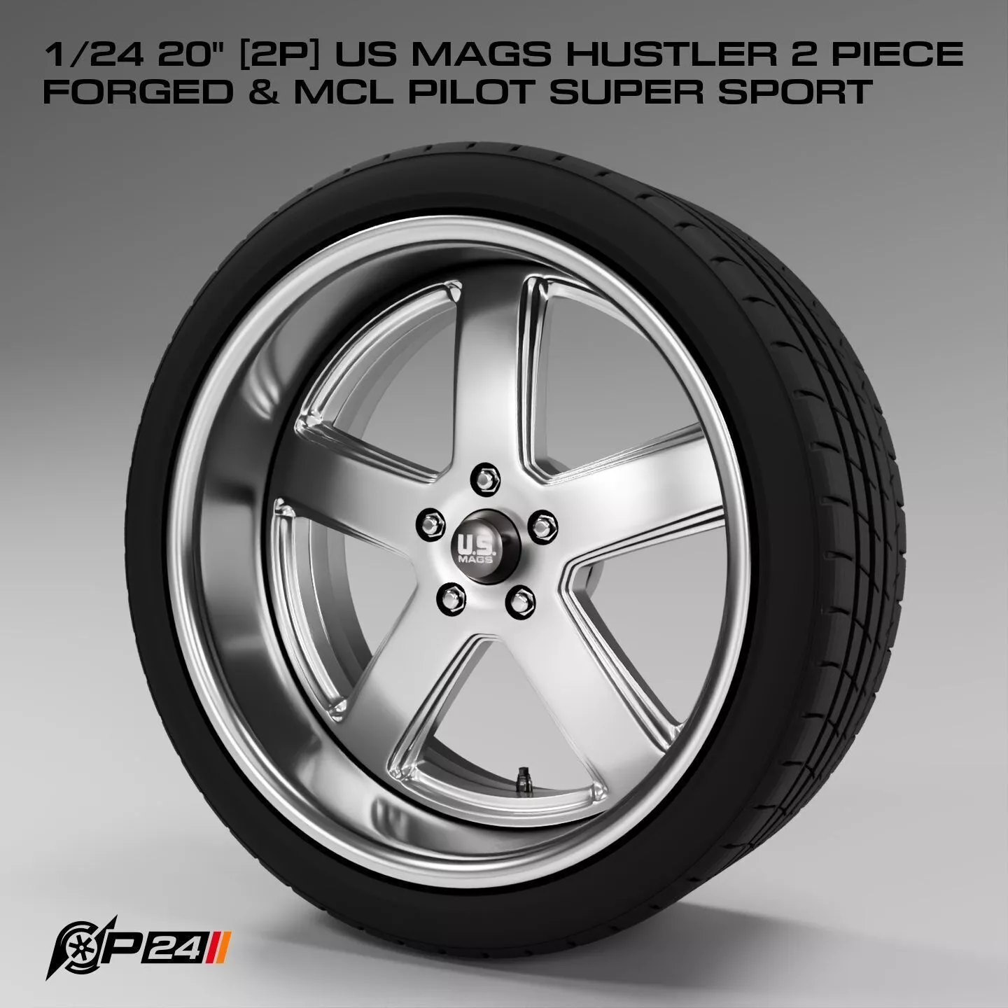 1-24th 20 inches 2P US Mags Hustler 2 Piece Forged and MCL Pi... 3D print model