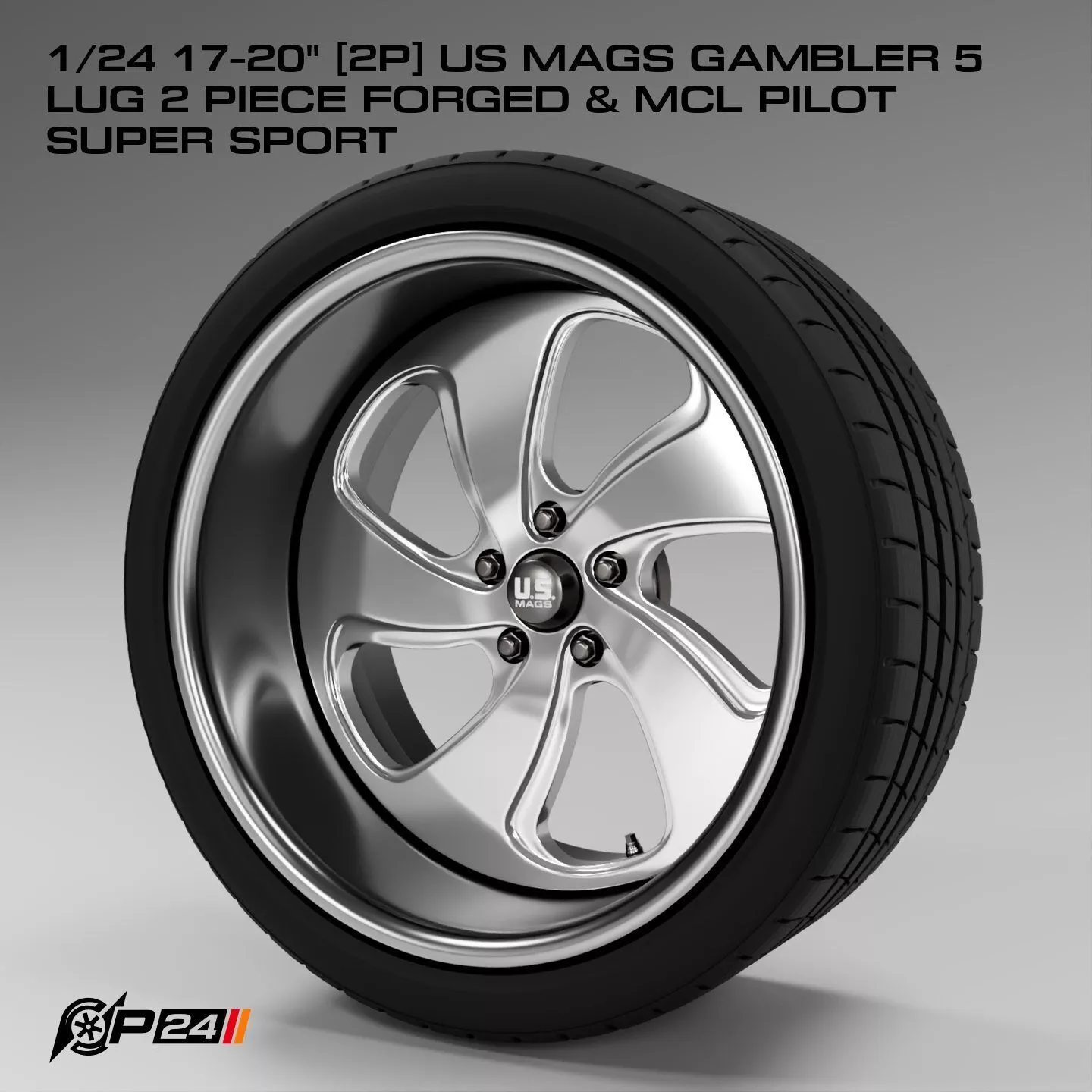 1-24th 17-20 inches 2P US Mags Gambler 5 Lug 2 Piece Forged a... 3D print model
