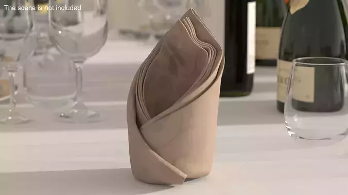 Folded Napkin Decoration Beige 3D model 3