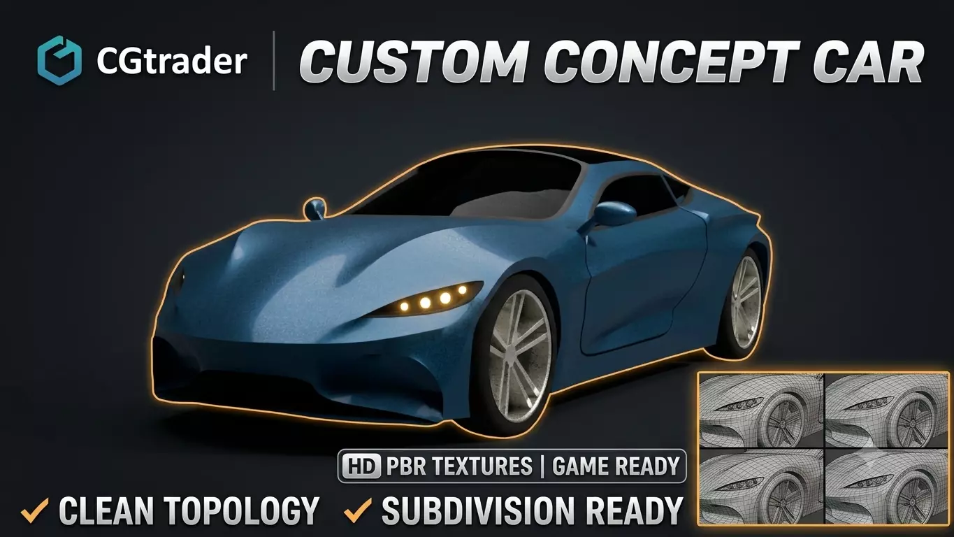 High Poly Car Game ready Sports Vehicle FBX OBJ STL 3D model