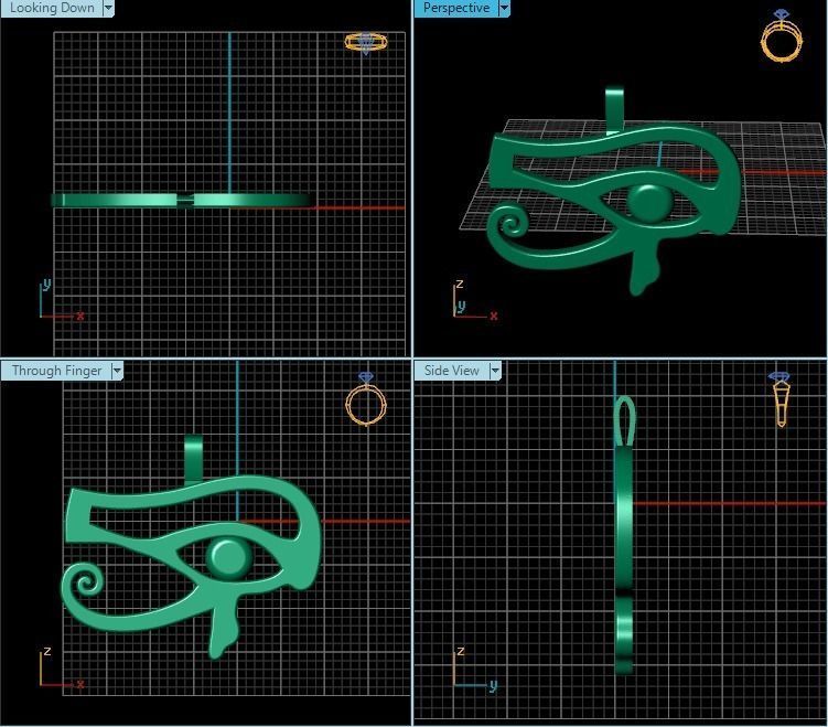 Pendant egyptian eye gold 3D print model_2