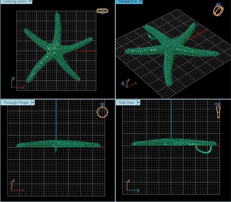 Pendant gold starfish 3D print model_2