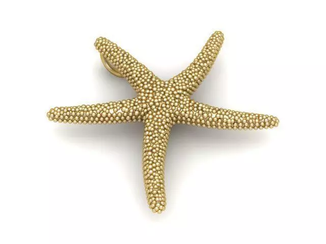Pendant gold starfish 3D print model_0