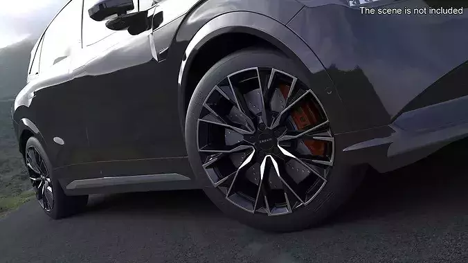 Zeekr 7X Obsidian Black Alloy Wheel 3D model 2