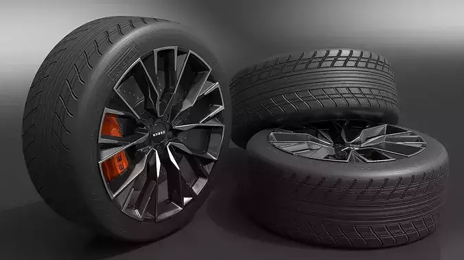 Zeekr 7X Obsidian Black Alloy Wheel 3D model 3