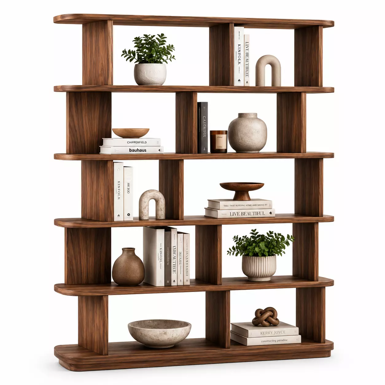 Luxury Walnut Open Bookshelf 3D Model 3D model