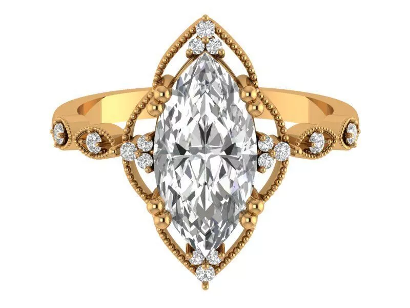Marquise Engagement Vintage Ring 3D print model