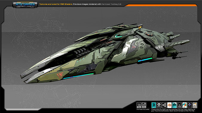 SF Alien Destroyer A5 Low-poly 3D model