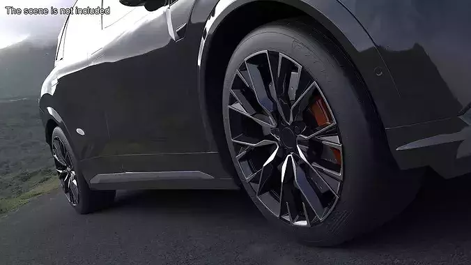 Black Sport Wheel with Ventilated Brake Disc 3D model 2