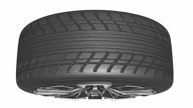 Black Sport Wheel with Ventilated Brake Disc 3D model 6
