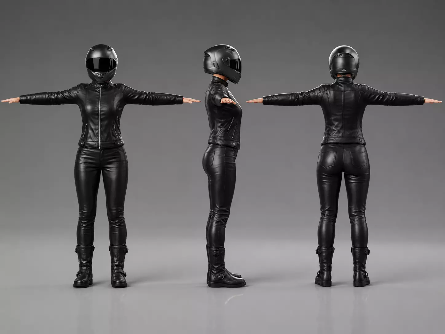 Biker Female - Rigged Low-poly 3D model