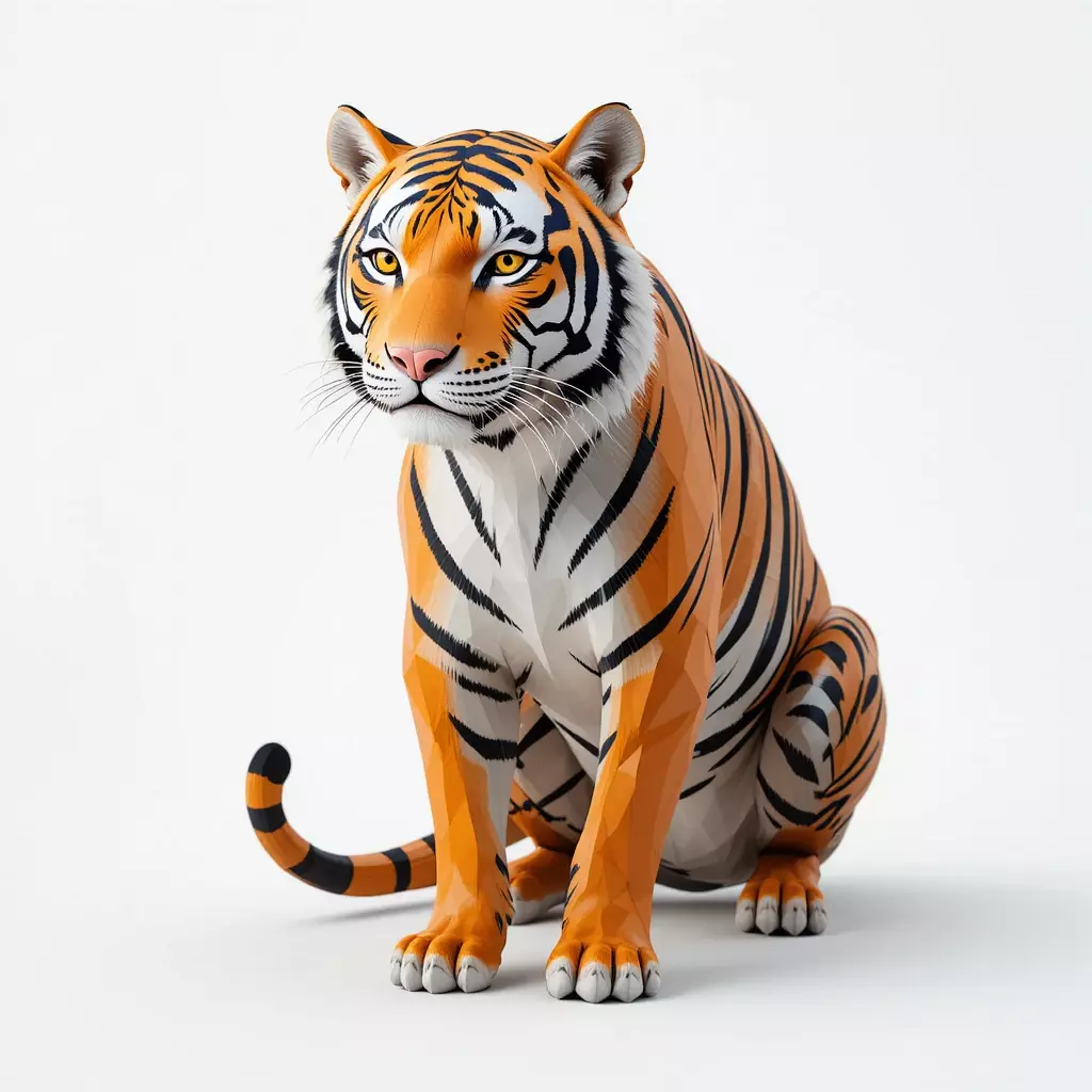 Low Poly Tiger 3D Model - Geometric Wild Animal Asset 3D print model